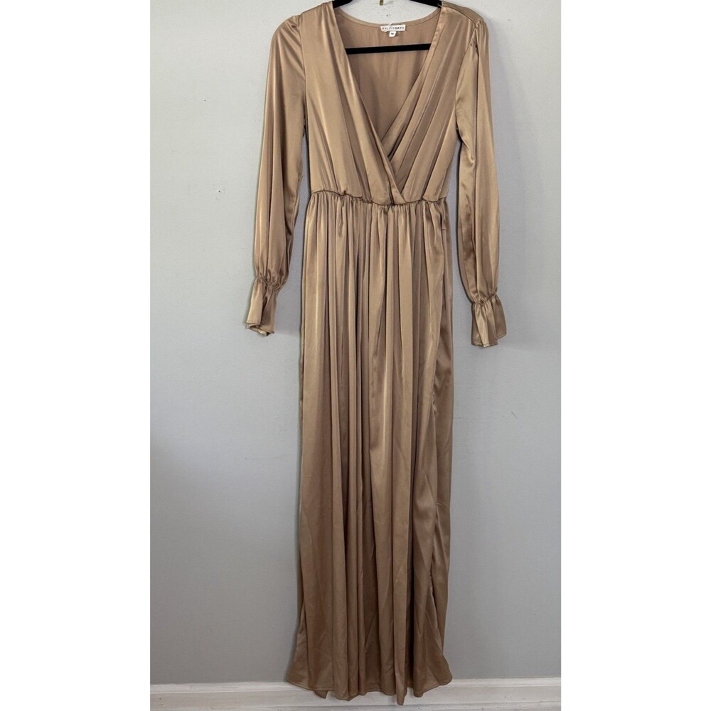 Baltic Born Holly Satin Maxi Dress Champagne Formal Wedding‎ Bridesmaid Sz M